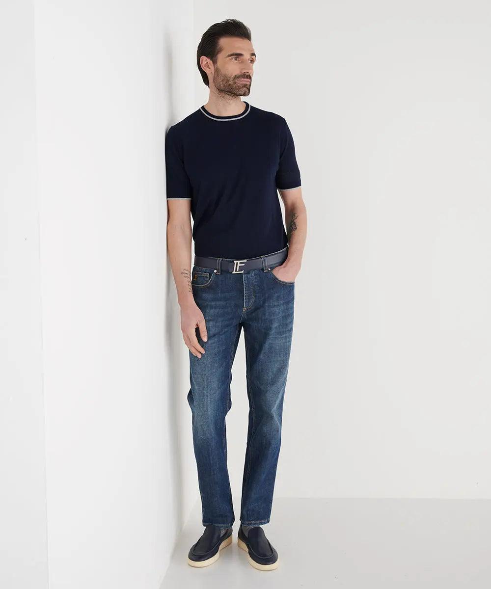 Knitted Tshirt Blue - Luís Figo