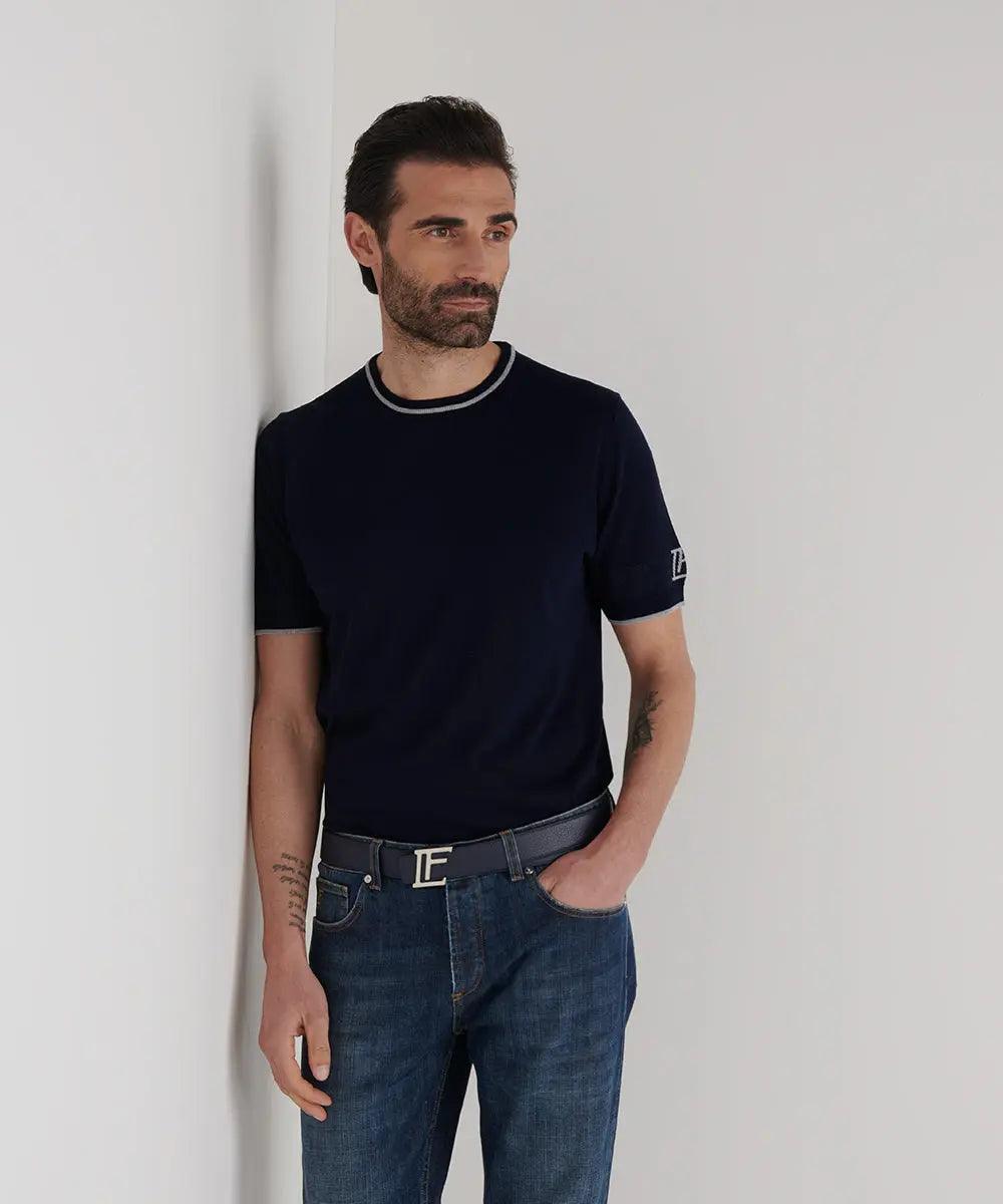 Knitted Tshirt Blue - Luís Figo